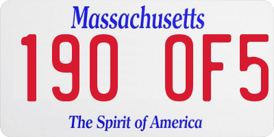 MA license plate 190OF5
