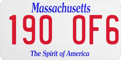 MA license plate 190OF6