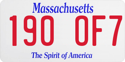 MA license plate 190OF7