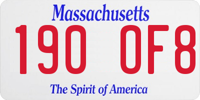 MA license plate 190OF8