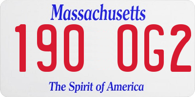 MA license plate 190OG2