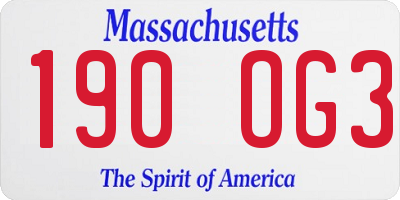 MA license plate 190OG3