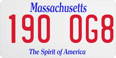 MA license plate 190OG8