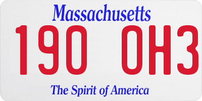 MA license plate 190OH3