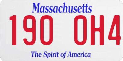 MA license plate 190OH4