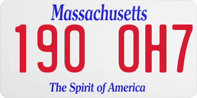MA license plate 190OH7