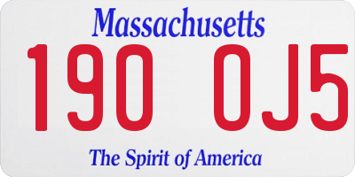 MA license plate 190OJ5