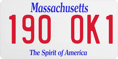 MA license plate 190OK1