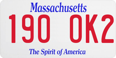 MA license plate 190OK2