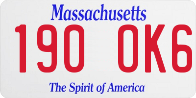 MA license plate 190OK6