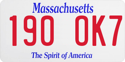 MA license plate 190OK7