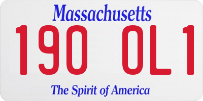 MA license plate 190OL1