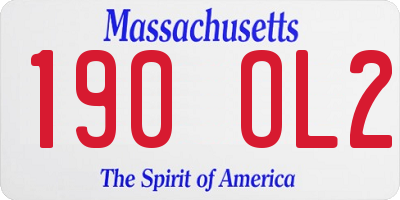 MA license plate 190OL2