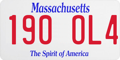 MA license plate 190OL4