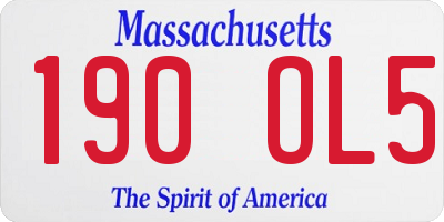 MA license plate 190OL5