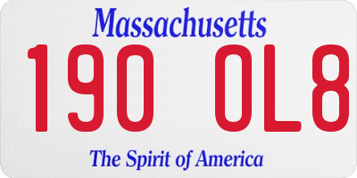 MA license plate 190OL8
