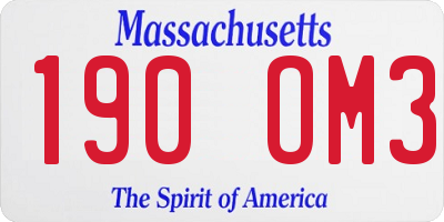 MA license plate 190OM3