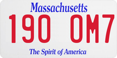 MA license plate 190OM7