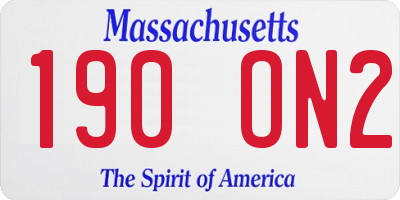 MA license plate 190ON2
