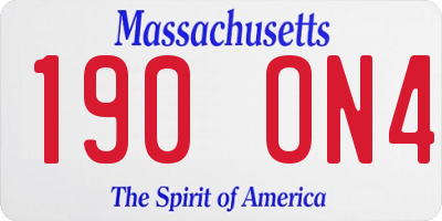 MA license plate 190ON4
