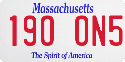 MA license plate 190ON5