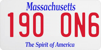 MA license plate 190ON6
