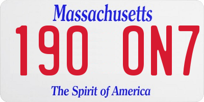 MA license plate 190ON7