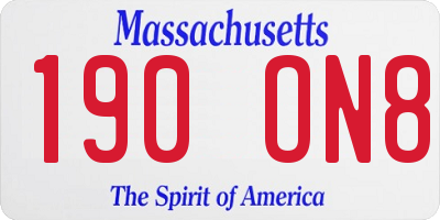 MA license plate 190ON8