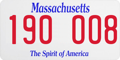 MA license plate 190OO8