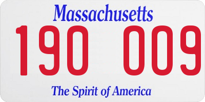 MA license plate 190OO9