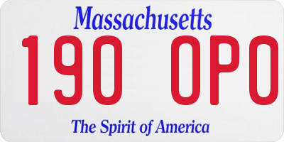 MA license plate 190OP0