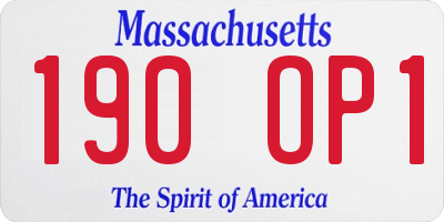MA license plate 190OP1