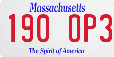 MA license plate 190OP3