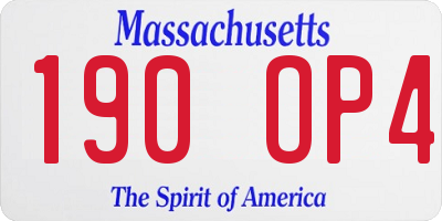 MA license plate 190OP4