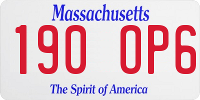 MA license plate 190OP6