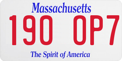 MA license plate 190OP7