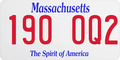 MA license plate 190OQ2