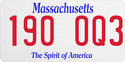 MA license plate 190OQ3