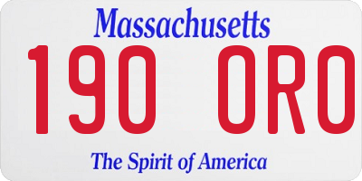 MA license plate 190OR0