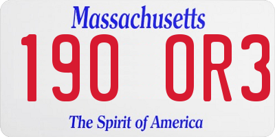 MA license plate 190OR3