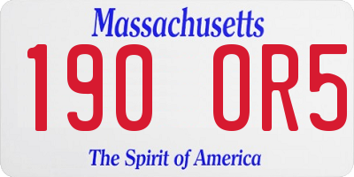 MA license plate 190OR5