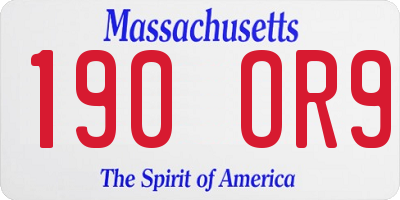 MA license plate 190OR9