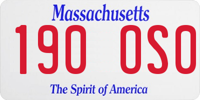 MA license plate 190OS0