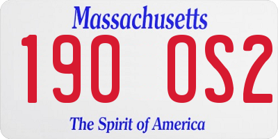 MA license plate 190OS2