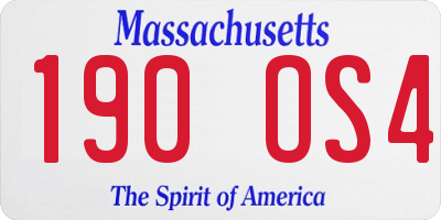MA license plate 190OS4
