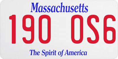 MA license plate 190OS6