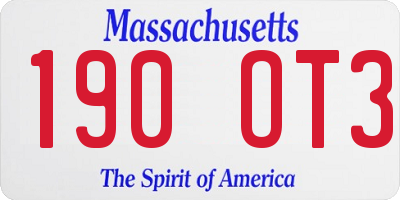MA license plate 190OT3