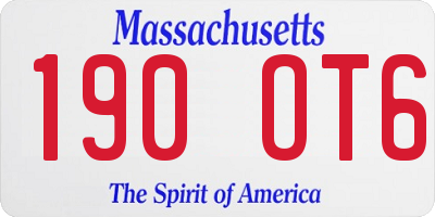 MA license plate 190OT6
