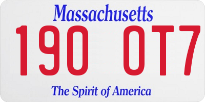 MA license plate 190OT7
