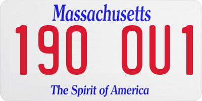 MA license plate 190OU1